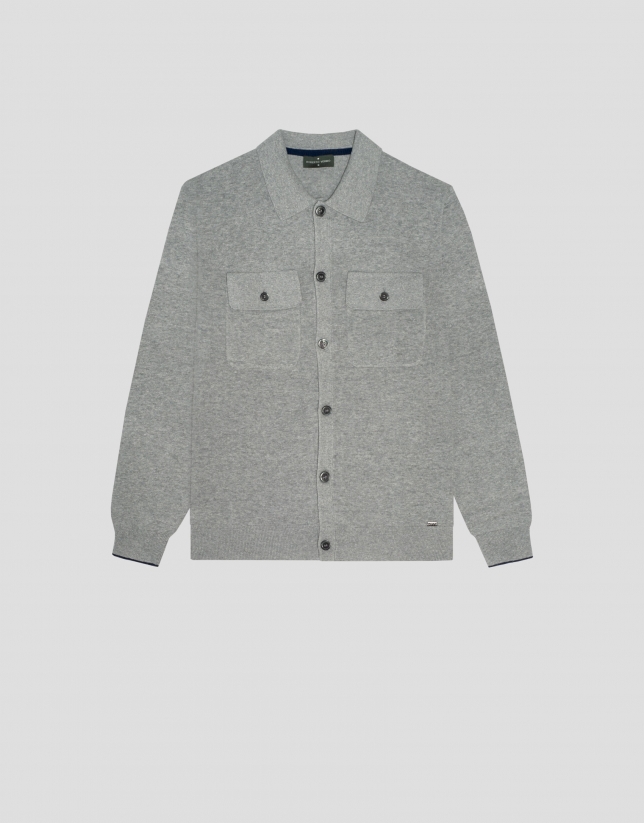 Gray melange jacket with chest pockets and buttons