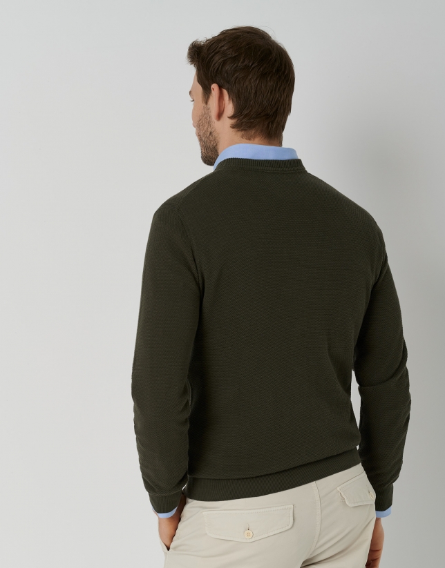 khaki structured cotton sweater