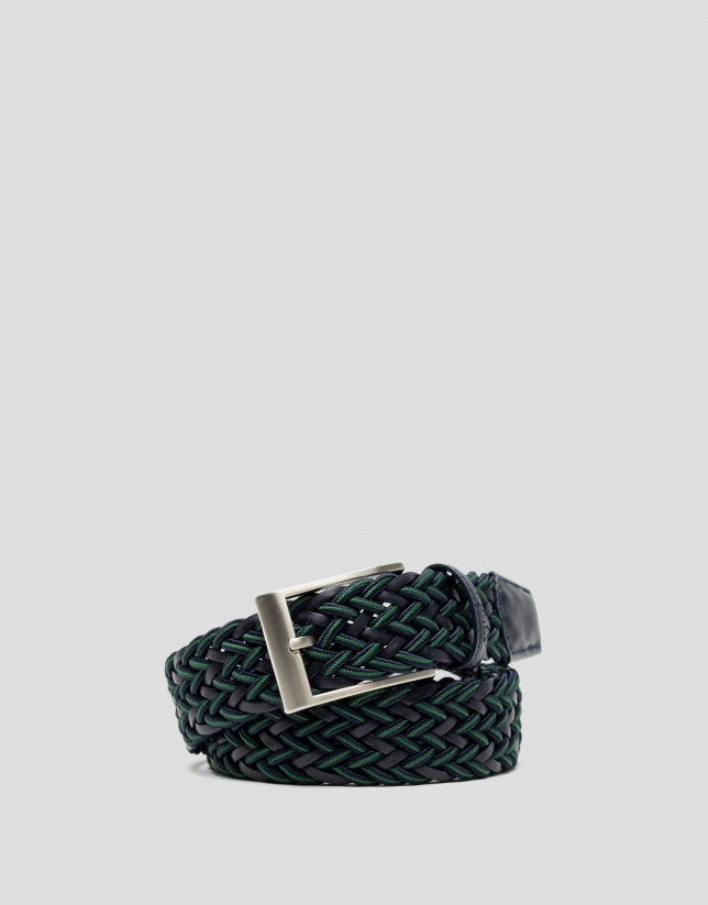 Green and navy blue braided belt