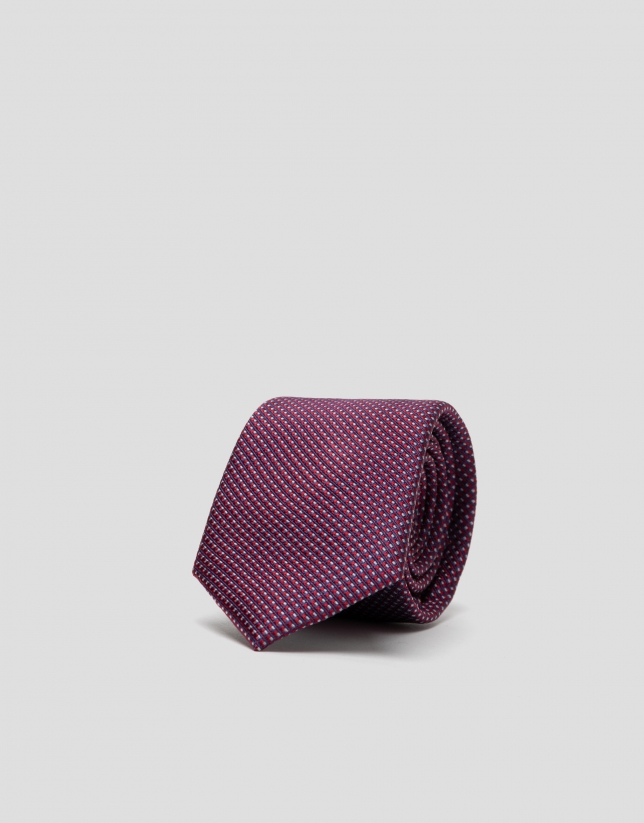 Red, blue and light blue jacquard silk tie