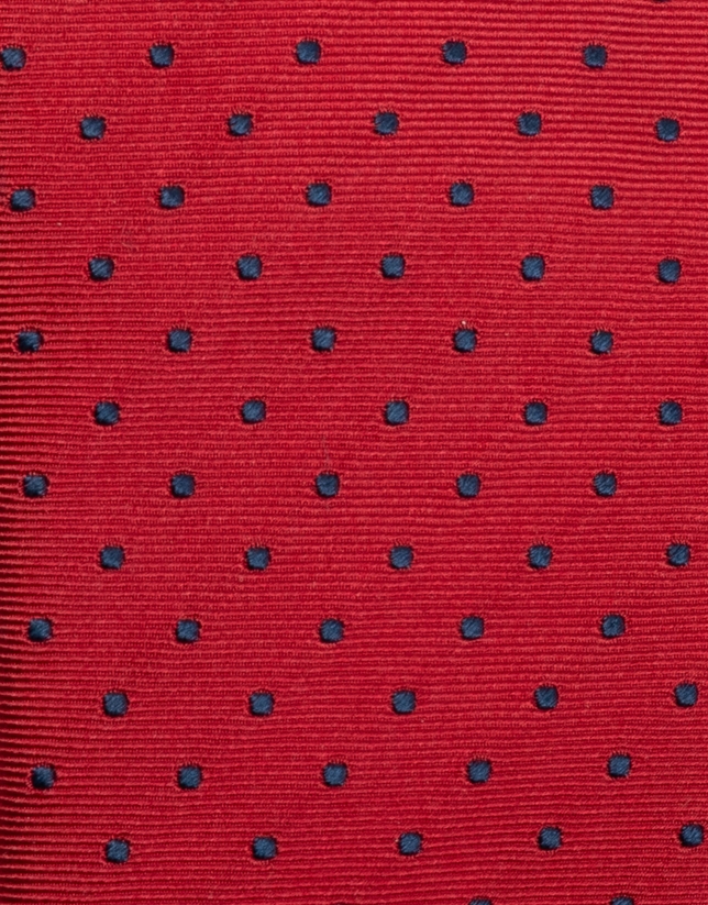 Corbata seda roja con lunares marinos