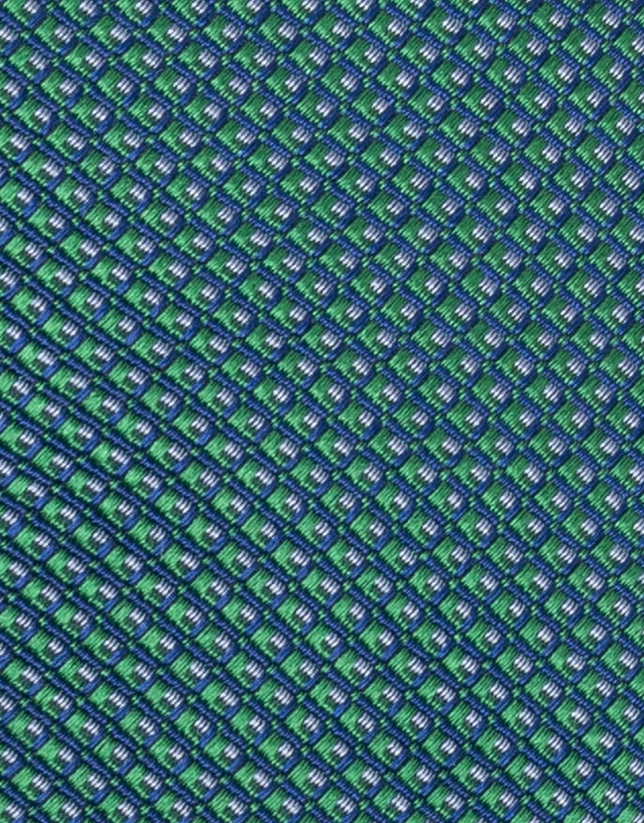Corbata seda estructura verde, azul y celeste