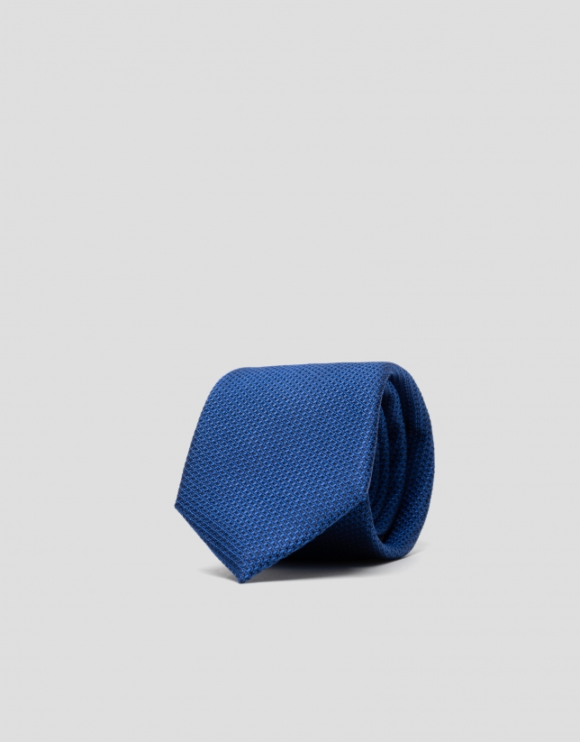 Corbata seda estructura color azul tinta