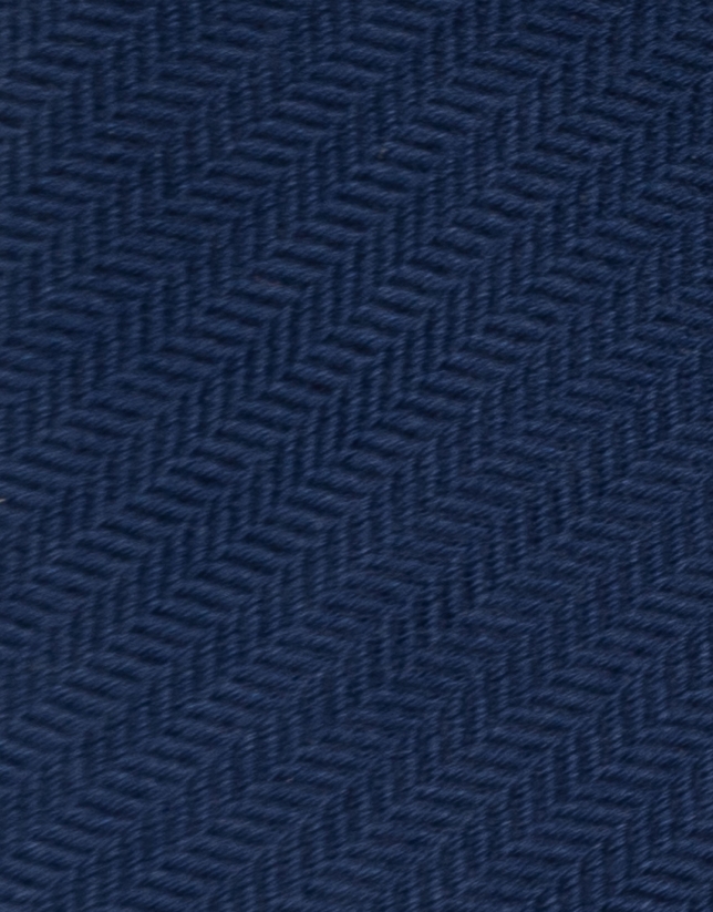 Navy blue silk tie with herringbone design