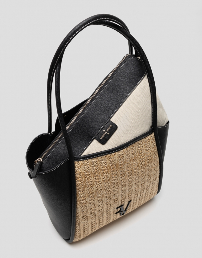 Beige and black Louise shopping bag 