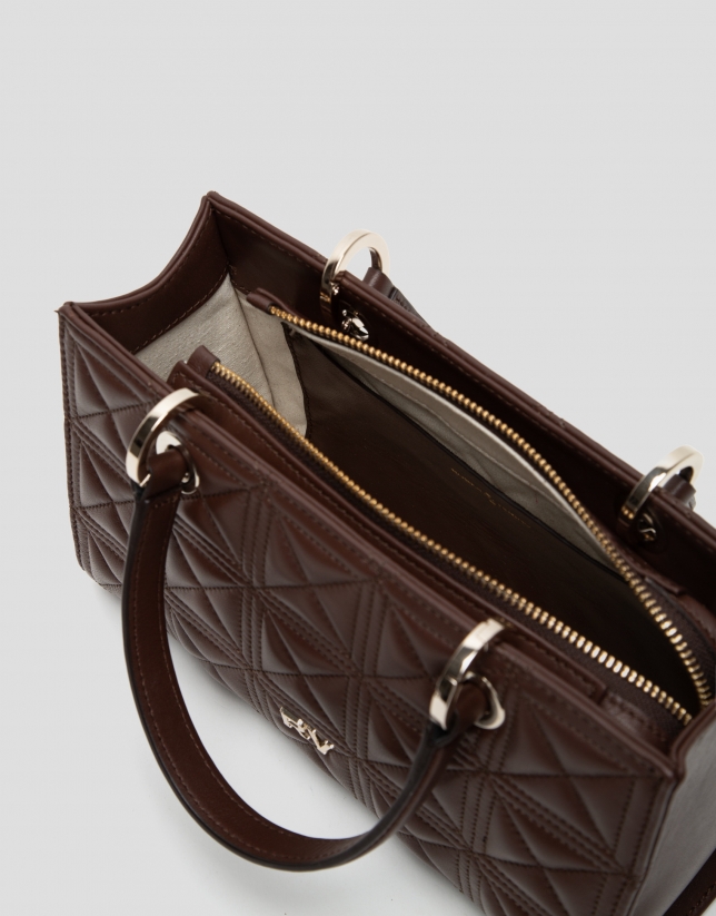 Chocolate brown Linda Baguette quilted leather bag