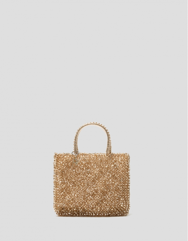 Gold hand- braided Devyn Flat handbag