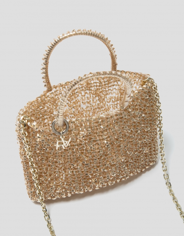 Gold hand- braided Devyn Flat handbag