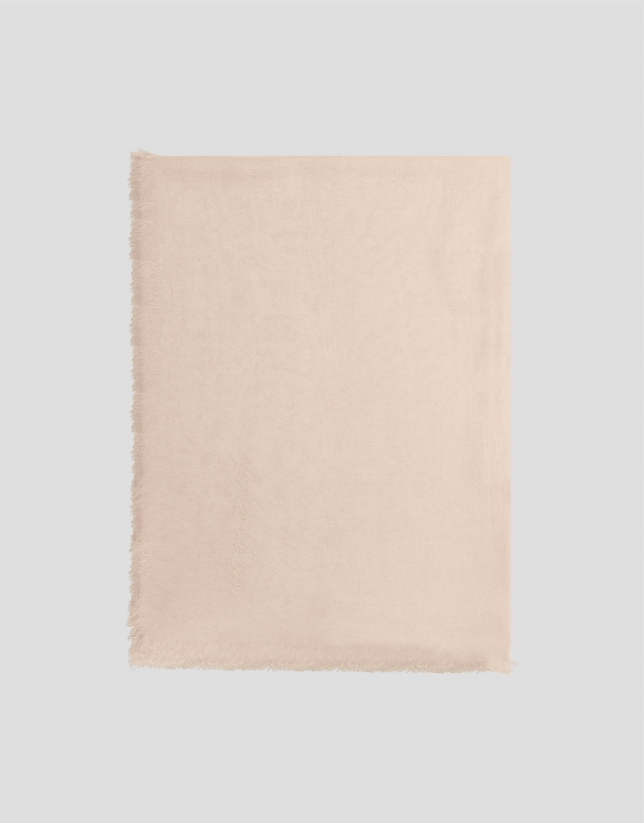 Beige rayon foulard with embroidered RV logo