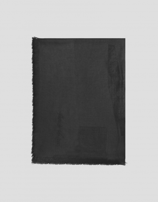 Pañuelo modal negro con logo bordado a mano