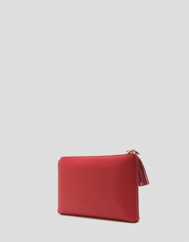Red Nano Lisa Saffiano clutch bag