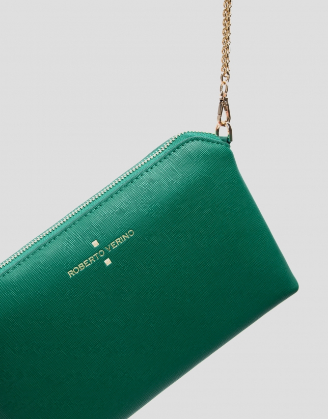 Emerald green Nano Lisa Saffiano clutch bag
