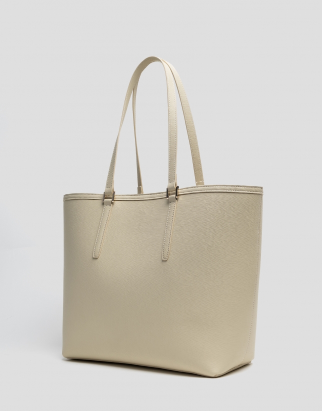 Beige leather Sama shopping bag