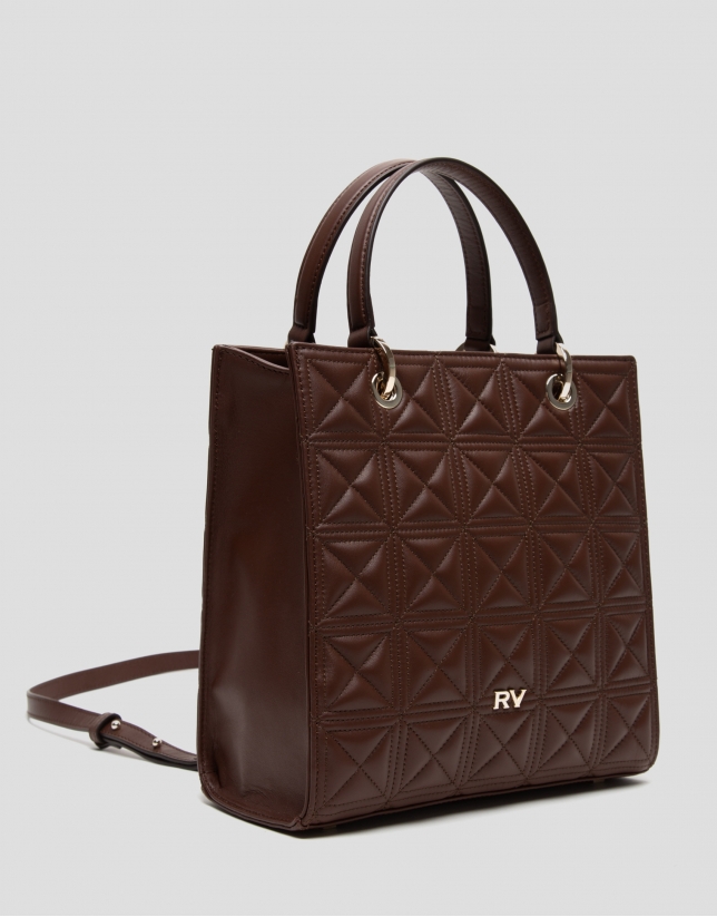 Chocolate brown quilted leather Maxi Linda Satchel