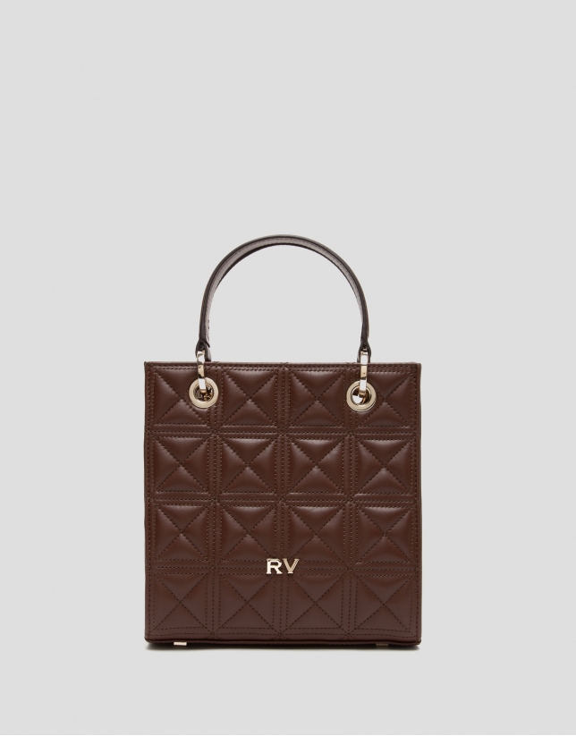 Chocolate brown quilted leather Mini Linda Satchel