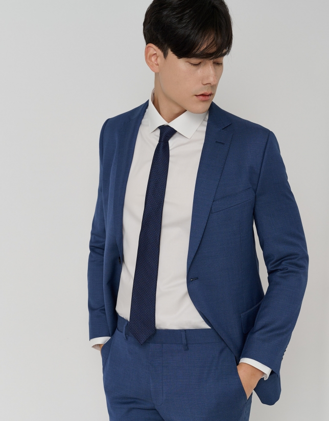 Blue fake plain slim fit half canvas suit
