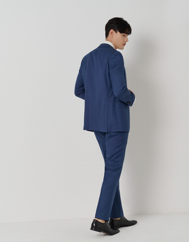 Blue fake plain slim fit half canvas suit