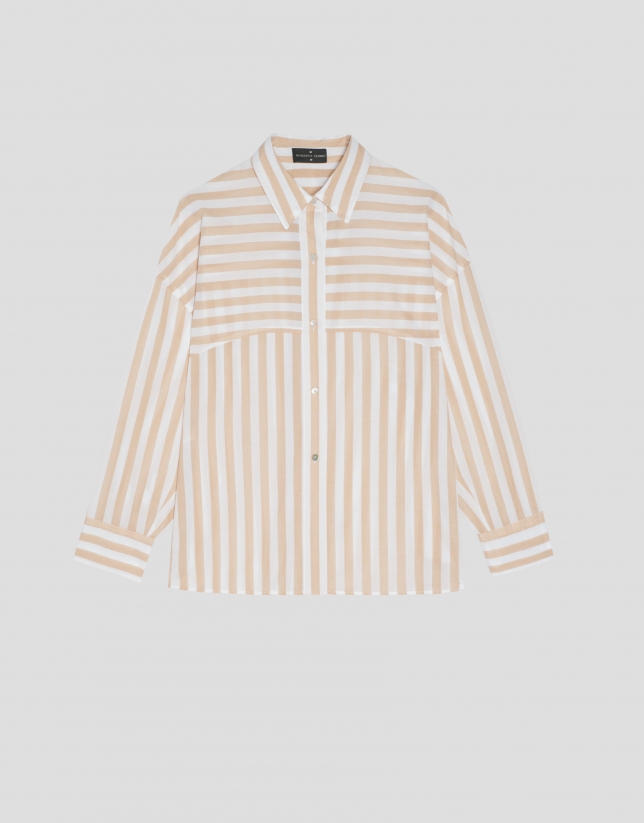 Cream striped oversize blouse