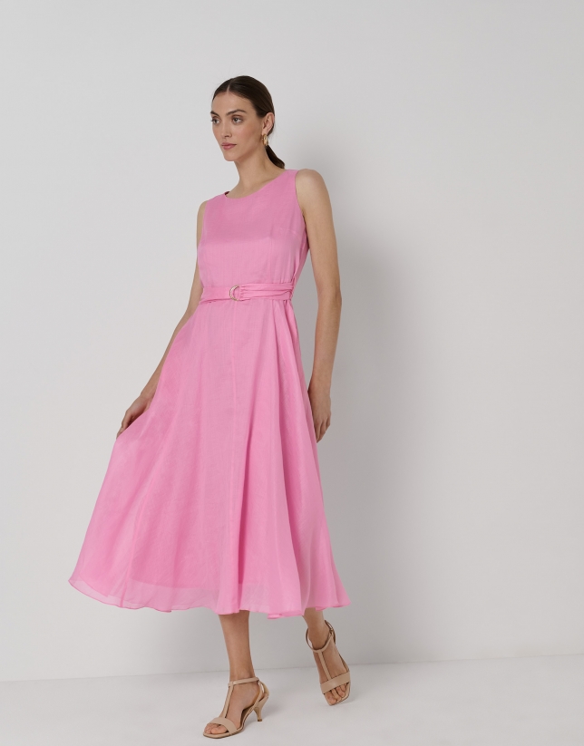 Pink flare midi dress