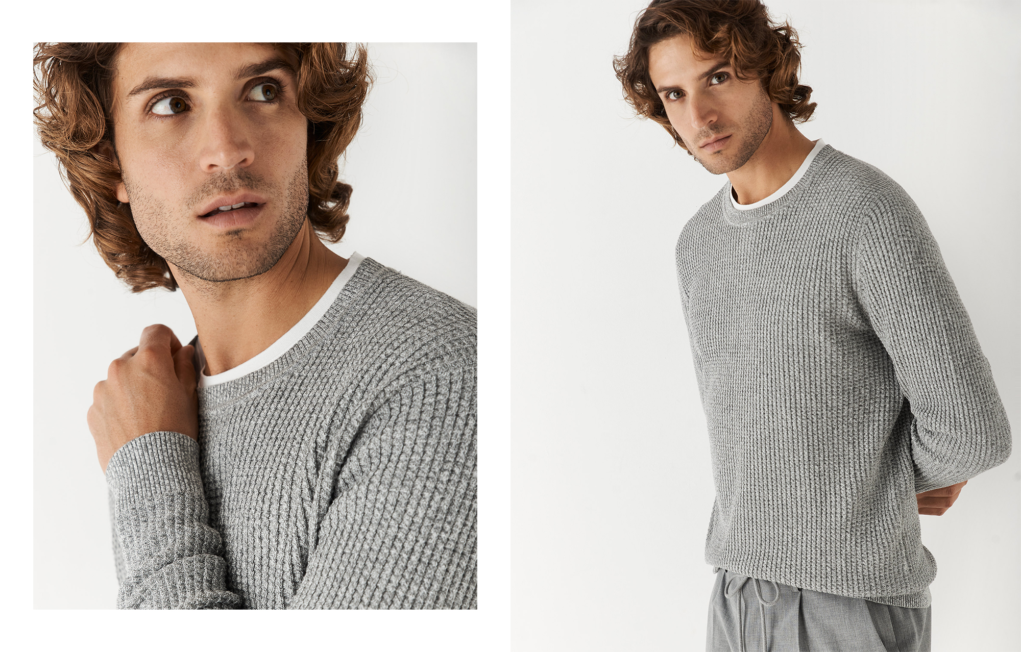 Gray cotton structured sweater
